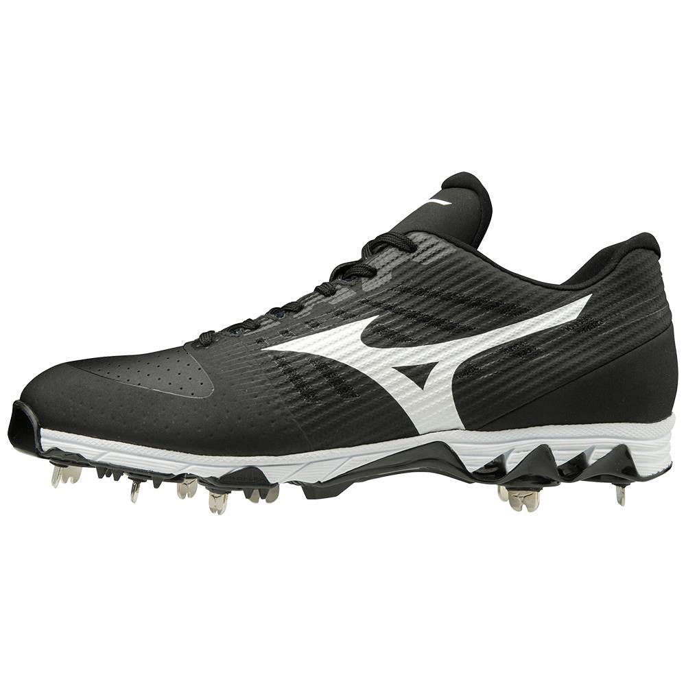 Mizuno Men's 9-Spike Ambition Low Metal Baseball Cleats Black/White (320583-OQX)